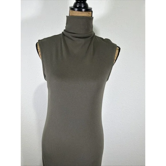 House of Harlow 1960 Dress Small Maxi Ribbed Knit Bodycon Chic Moss Green - Picture 1 of 8